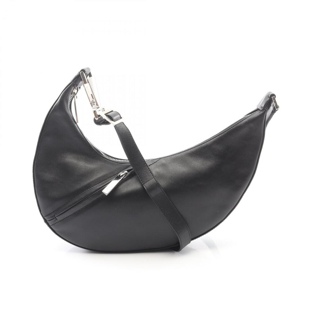 Salvatore Ferragamo Leather Crescent Crossbody Hobo Black